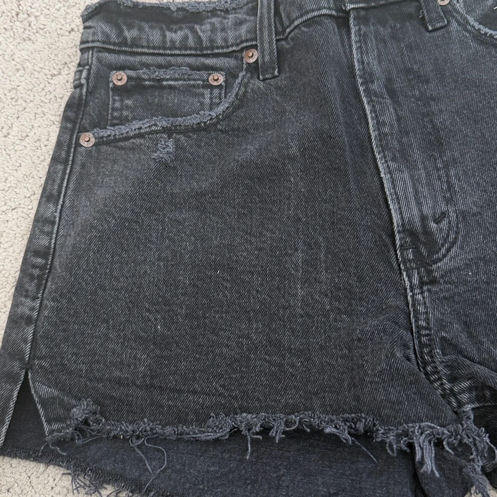 AF black denim  shorts with raw edges